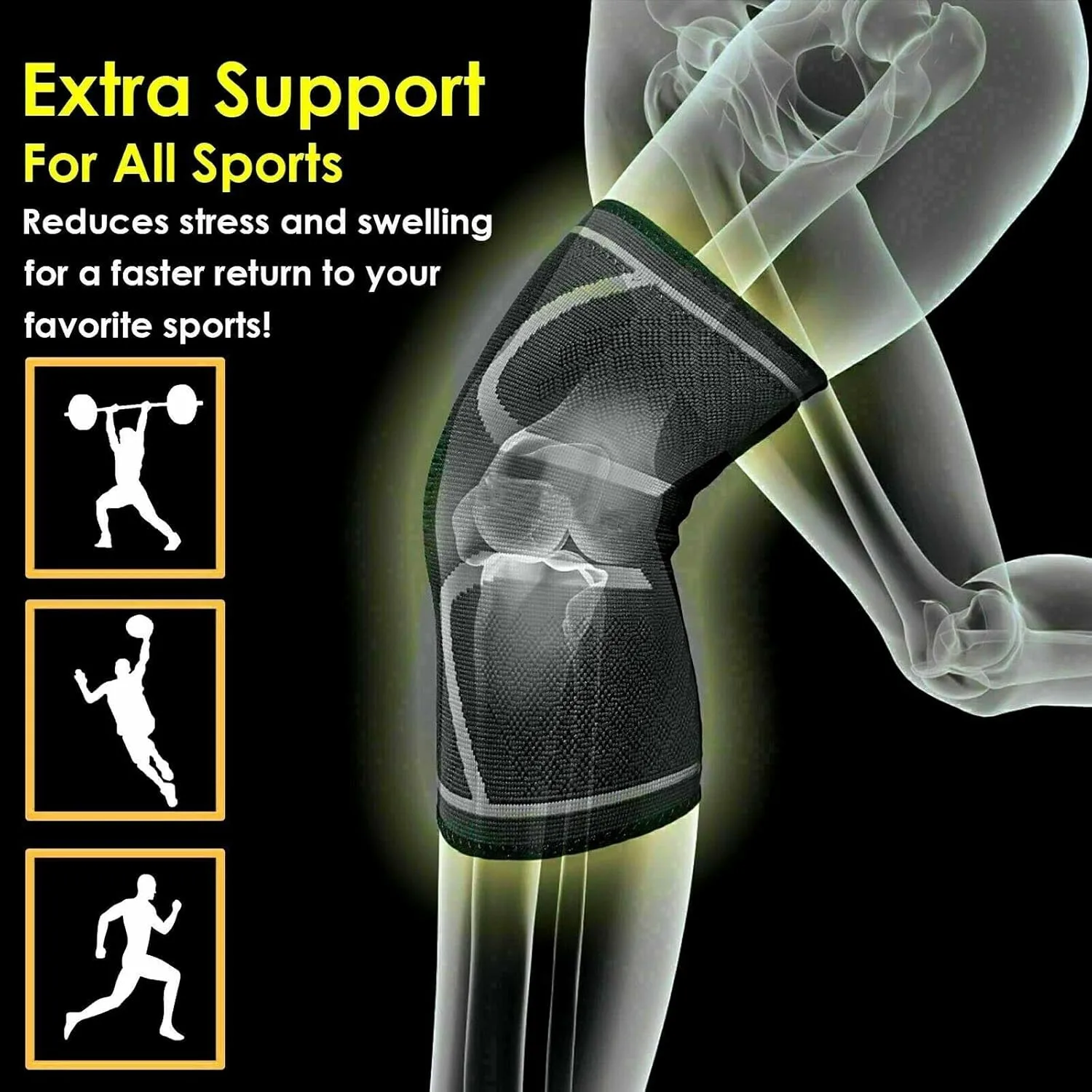 Dr. Bone's ® Compression Sleeve Knee Support Brace Designed To Alleviate Pain Caused By Joint Pain, Arthritis, Ligament Injury, Meniscus Tear, Acl, Mcl, Tendonitis, Pain Relief (Pack 2)