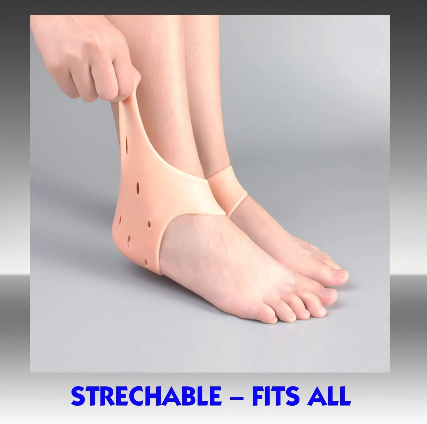 2 Pairs Silicone Gel Heel Sleeves, Heel Protectors Breathable Heel Cushion pad for Plantar Fasciitis Pain Heel Cups Protectors Plantar, Achilles Tendinitis, Reduce Pressure on Heel Relief (Skin Tone)