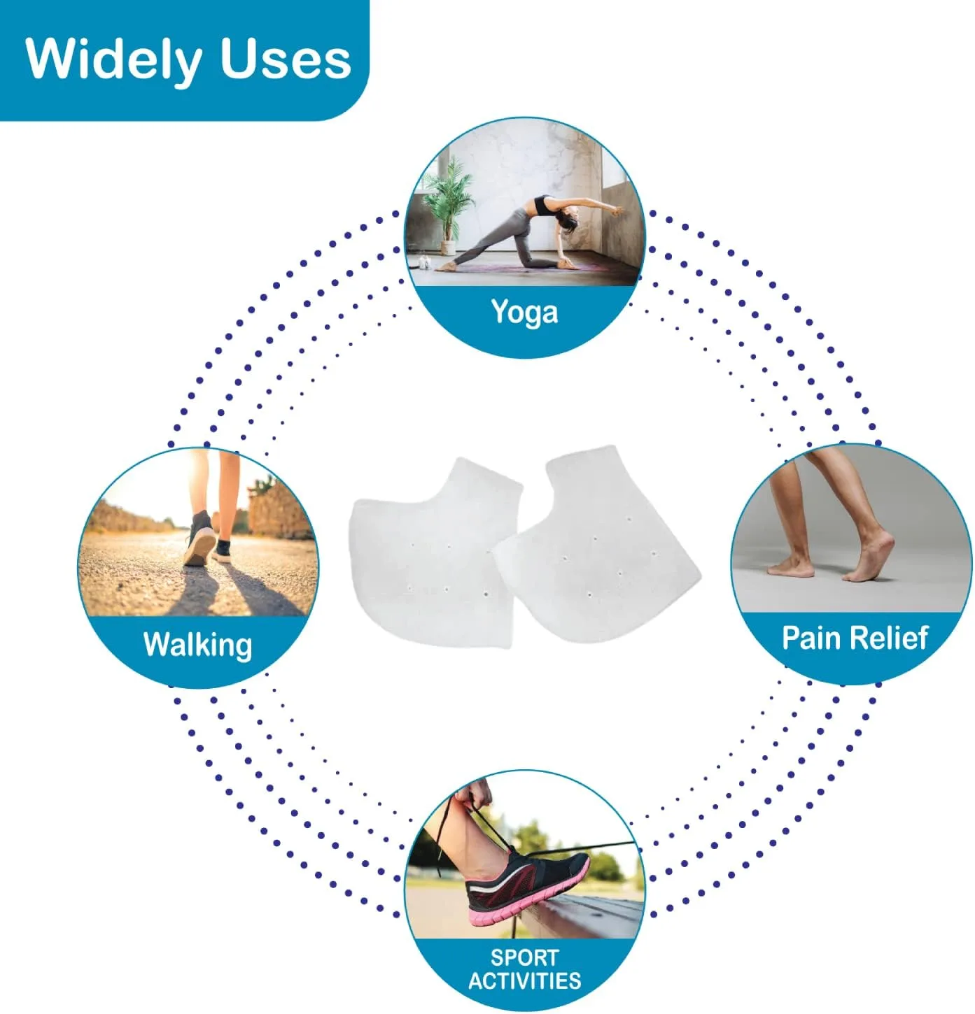 Heel Protectors, Silicone Gel Heel Protector for Plantar Fasciitis Relief, Breathable Gel Heel Cups, Heel Cups, Heel Protector for Blister, Heel Cushion Sleeves Relieve Heel Spur, Heel Pain - 2 Pcs