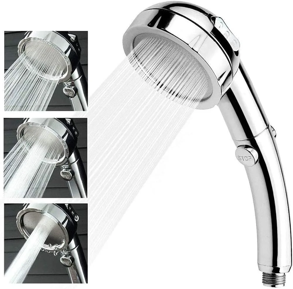 Wolvex Shower Head, Universal Handheld Shower Head with Adjustable ON/Off Button to Control Water Flow, Higher Pressure Water Saving with 3 Sprays Modes