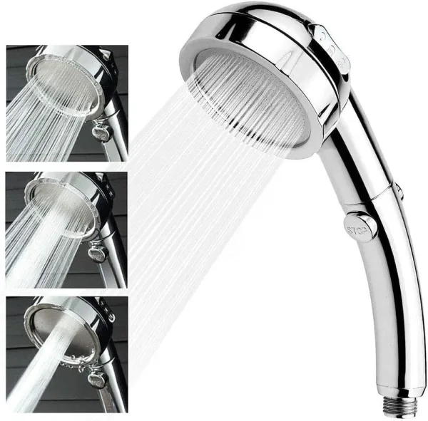 Wolvex Shower Head, Universal Handheld Shower Head with Adjustable ON/Off Button to Control Water Flow, Higher Pressure Water Saving with 3 Sprays Modes