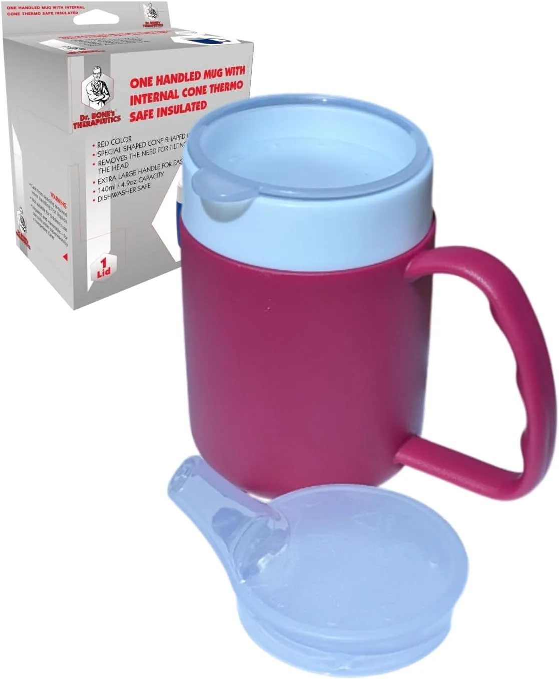 DR. BONE'S THERAPEUTICS ® 2 Lids Mug with Internal Cone BlackBerry with Spouted Lid with Small Opening, Drinking aid, Thermo Mug, Feeding Cup 140 ml