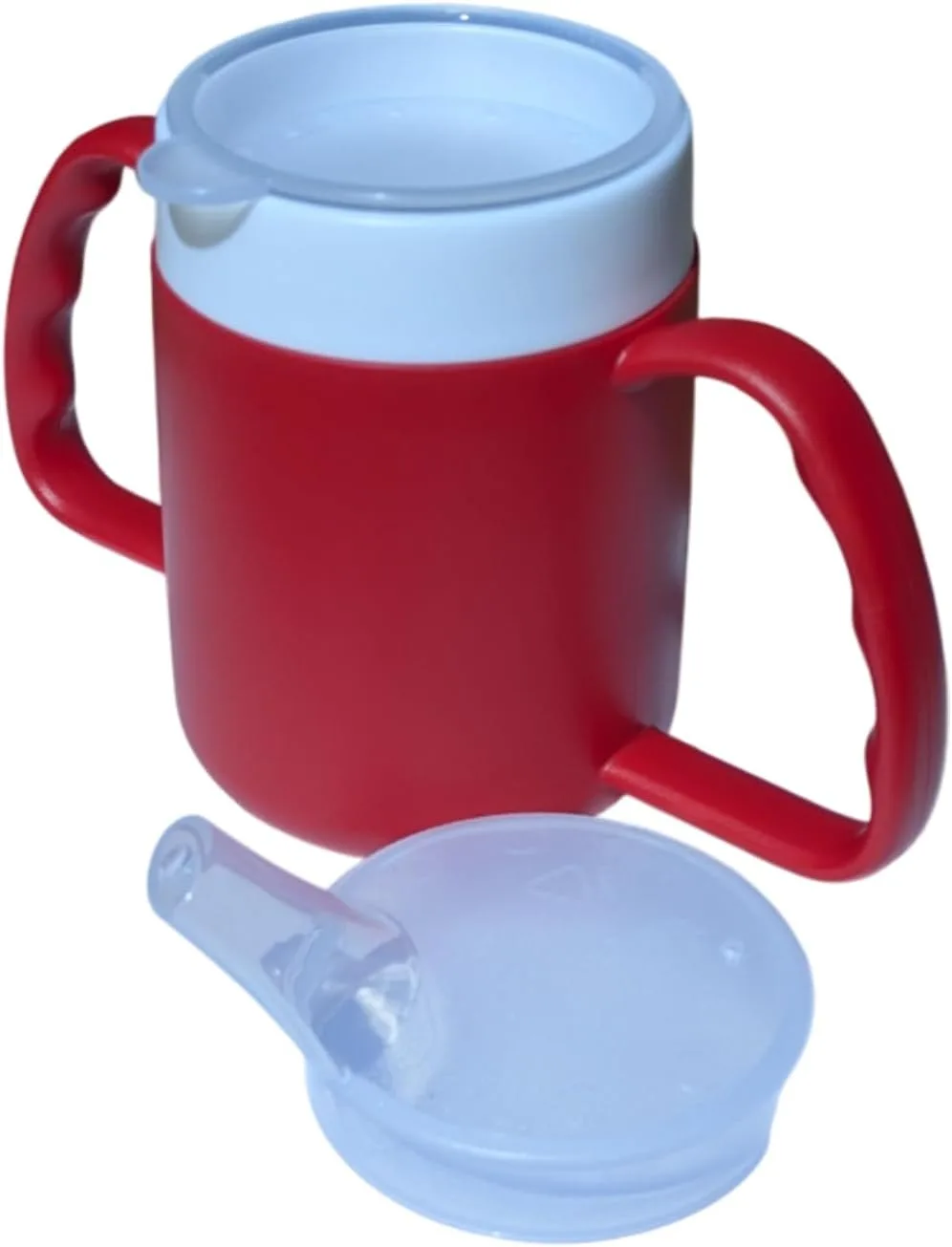 Dr. Bone's Therapeutics ® Two Handled 2 Lids Mug with Internal Cone Blue with Spouted Lid with Small Opening, Drinking aid 140 ml