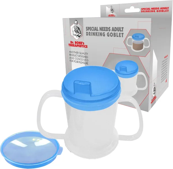 Independence 2-Round Handle Plastic Mug with 2 Style Lids, Lightweight Drinking Cup with Easy-to-Grasp Handles for Hot and Cold Beverages, Spill-Resistant Adult Sippy Cup Dishwasher and Microwave Safe